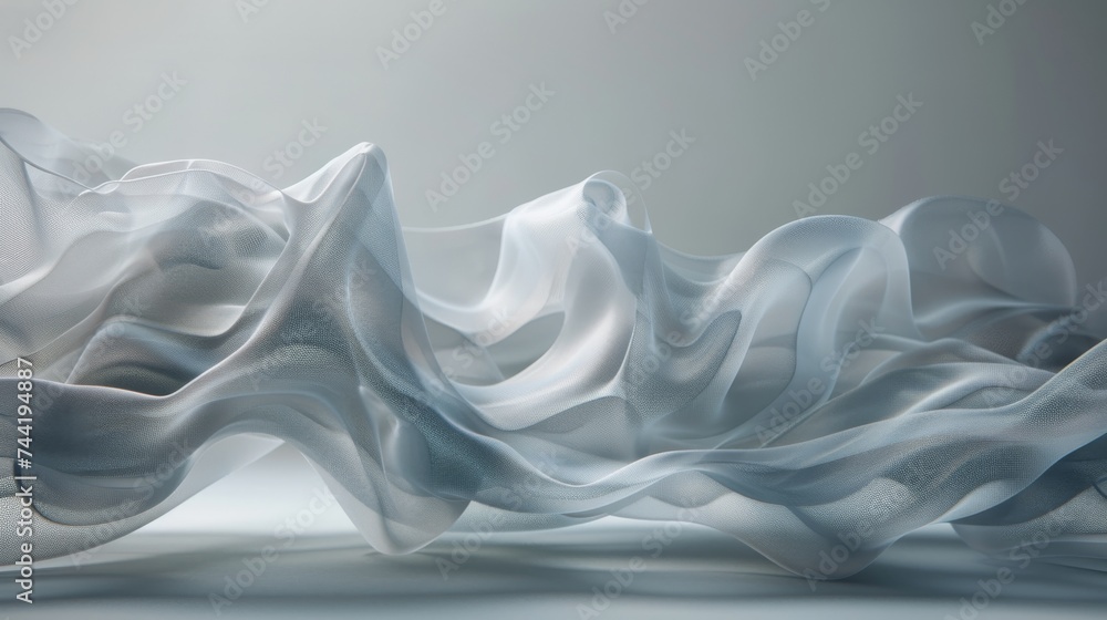 Poster a flowing sea of intricate waves, this fabric beckons to be touched and admired for its delicate yet