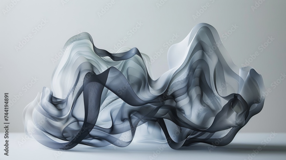 Poster An abstract representation of duality and contrast through the intricate weaving of a white and black fabric, evoking a sense of artistic depth and complexity
