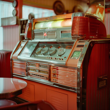 Vintage Jukebox in Retro Diner Setting