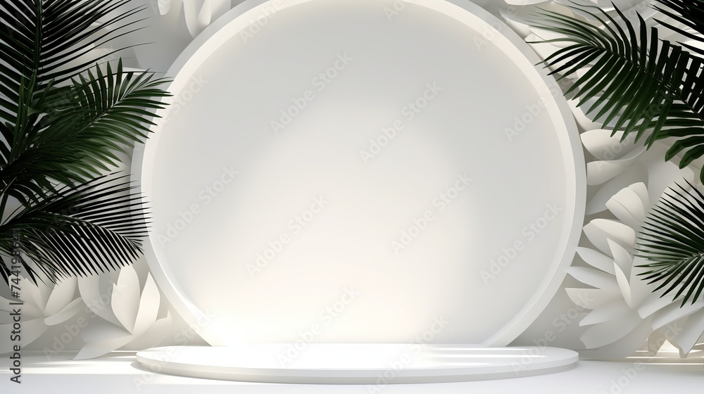 Poster abstract white studio background for product presentation. empty room with shadows of window and flo