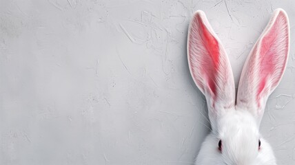 Close-up of a rabbit's ears against a textured background - obrazy, fototapety, plakaty
