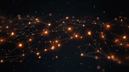 Data technology abstract futuristic illustration . Low poly shape with connecting dots and lines on dark background. 3D rendering . Big data visualization