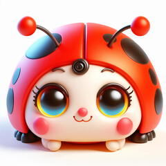 Naklejka premium 3D funny ladybug cartoon. Wild animals for children's illustrations. AI generated