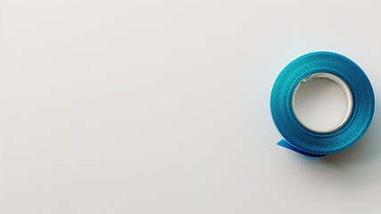 Roll of blue adhesive tape on white background