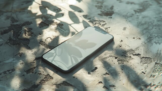 A Mockup of an blank iphone screen sitting on a plain surfaces8k,