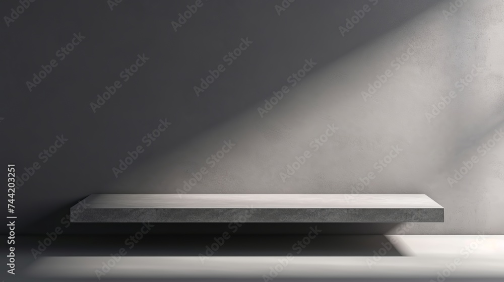 Poster gray background for product presentation with shadow and light from windows