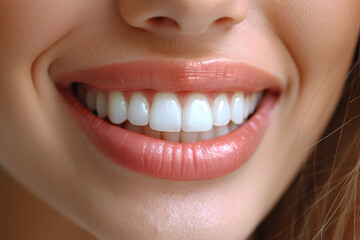 Close-Up of a Womans Bright Smile With White Teeth