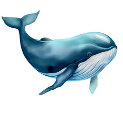  Illustration d'une Baleine - Style Aquarelle Réaliste - Fond Blanc - Généré par IA