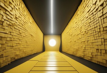 3d render abstract minimal yellow background tunnel