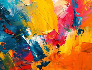 Multicolored strokes of oil painting paint on a canvas watercolor paint wall background Abstract art