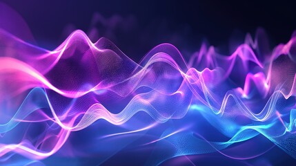 Abstract blue Illustration of sound acoustic radio wave lines in space on dark background