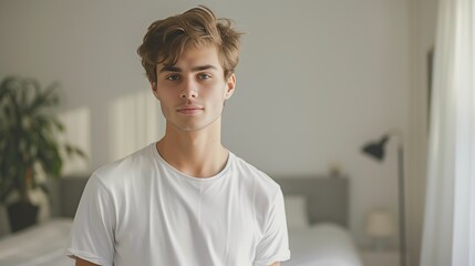 In a modern apartment, a young man alone in a state of depression and stress. Lost faith in love and relationships. Mental health problem