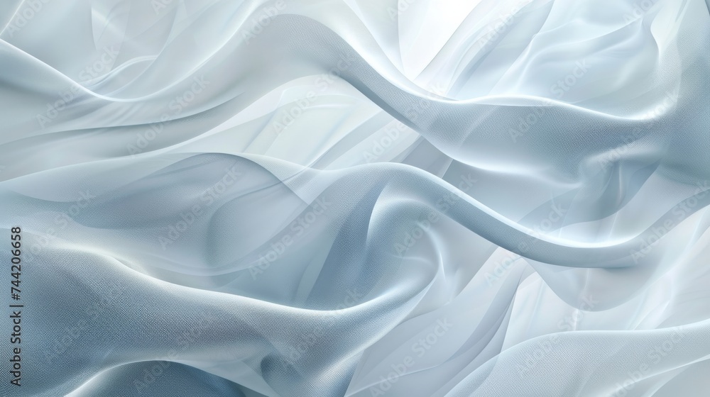 Poster the elegant drapery of a pristine fabric cascades in fluid waves, evoking a sense of effortless grac