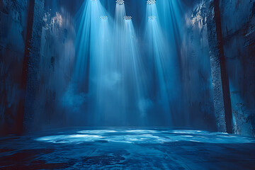Fototapeta premium Dark Room With Blue Light