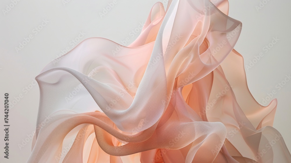 Poster a delicate peach fabric adorned with intricate embellishments, transforming it into a work of art