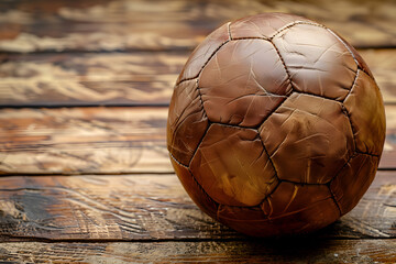 Vintage Football on Wooden Surface