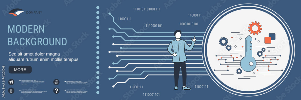 Poster digital technology banner vector design template. digital key concept