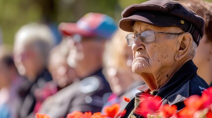 Elderly man in contemplation at a ceremony
