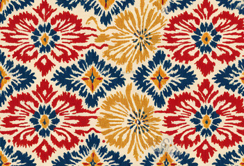 Oriental Ethnic Geometric Rug Rug Ikat Pattern Seamless Traditional Background Design, Carpet, Wallpaper, Garment, Packaging, Batik, Fabric, Embroidery Pattern
