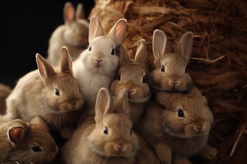 Obraz premium A heartwarming pile of cuddly bunnies huddled together