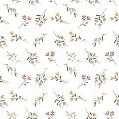 Vector Pattern, wallpaper, flowers on a white background