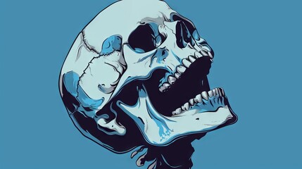 Comic skull in the style of comics laughs moving the lower jaw. Looped animation with alpha channel.