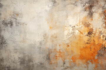 Fototapeta na wymiar Abstract background with textured gradient soft pastel grey and orange with distressed paint strokes with rust effect, concrete colorful wall