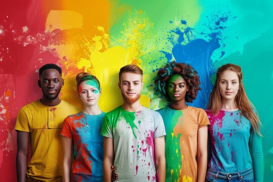 LGBTQ Pride vermilion. Rainbow fascinating colorful wave diversity Flag. Gradient motley colored civil disobedience LGBT rights parade festival contentment diverse gender illustration