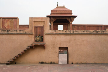 Agra, Uttar Pradesh / India - February 7, 2012 : The steps and the door in the courtyard of  the Jodhabai's palace in Fatehpur Sikri, Agra. © Shyamal