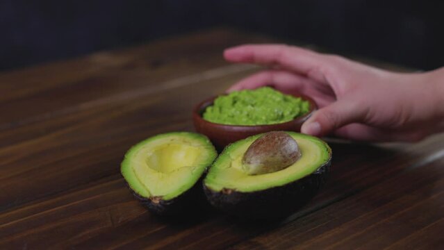Chilean Typical Avocado Food palta Chile wooden background Selective Focus.