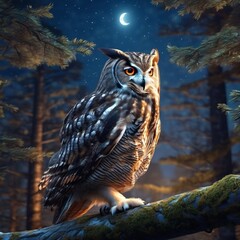 great horned owl at night