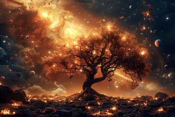 Cosmic Vitality - The Enigmatic Tree of Stellar Life / A Universe in Bloom: Celestial Wonders and Cosmic Phenomena