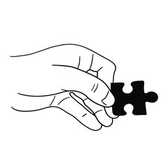 hand holding puzzle vector