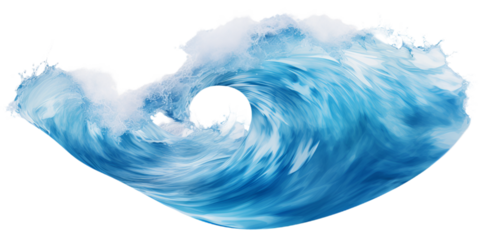 Blue ocean waves isolated on transparent background