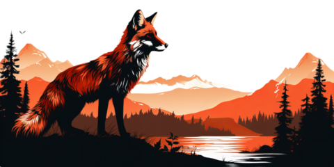 Silhouettes of the wild animal isolated on transparent background