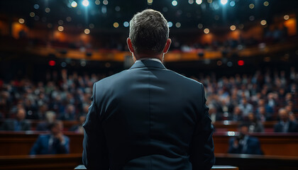 Politician addressing the people during the presidential election