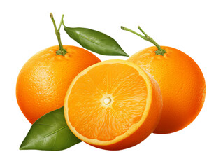 A simillar mandarine with green leave isolated on the transparent background