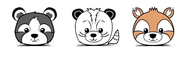 Forest animals. fox, deer, raccoon, owl in watercolor. isolated on the transparent background
