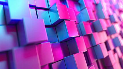 Multicolored 3D Block Background. Tech Wallpaper Wi - obrazy, fototapety, plakaty