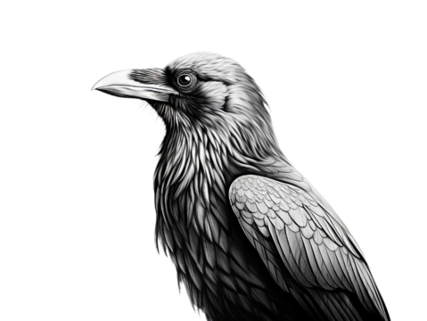 Black bird (Corvus frugilegus) isollated on the transparent background