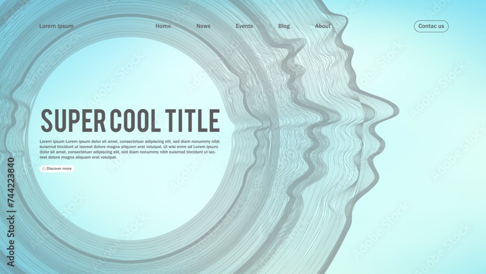 Poster landing page abstract design with sphere element. template for website or app.