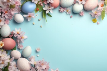Celebrate easter joy: a delightful mockup with copy space frame, capturing essence of springtime festivities and renewal of hope in stylish and festive design for cards, displays, creative projects.