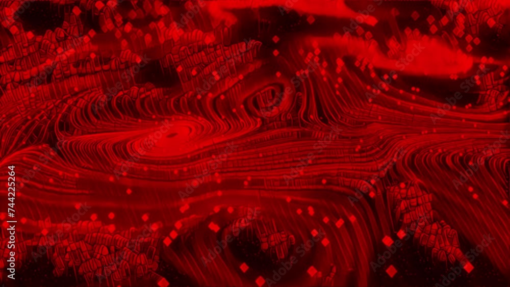 Poster red crimson seamless loop of abstract animation of moving liquid paint. digital for concept art