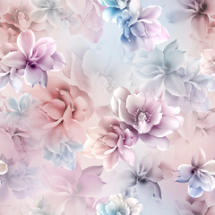 seamless botanical floral pattern with realistic soft magnolia flowers. seamless floral bakcground