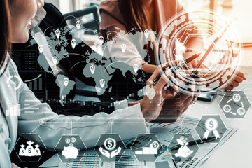 Finance and Money Transaction Technology Concept. Icon Graphic interface showing fintech trade...