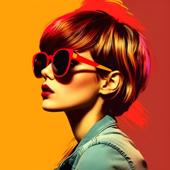 Fashionable woman with sunglasses standing and posing. Fashion concept.
