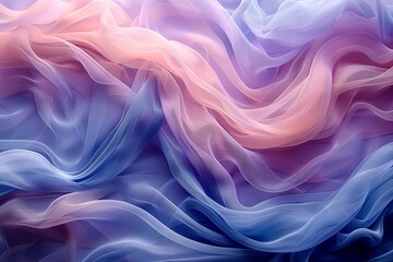 a photo of blue and purple smoke, in the style of gossamer fabrics, hyper-realistic water, light pink and light gray, matte photo, flowing fabrics. Generative AI.