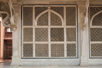 Agra, Uttar Pradesh / India - February 7, 2012 : Jali in white marble of the tomb of the saint Salim Chishti at Jama Masjid in Fatehpur Sikri, Agra. © Shyamal