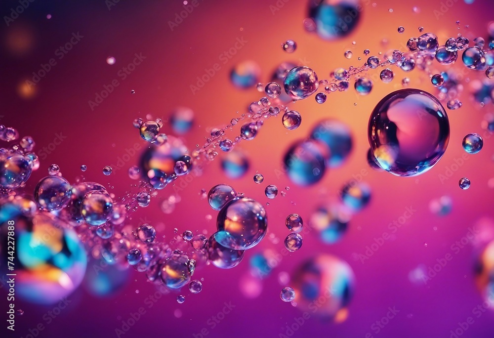 Poster abstract pc desktop wallpaper background with flying bubbles on a colorful pink background