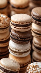 Assorted Gourmet Macarons in a Close-Up View